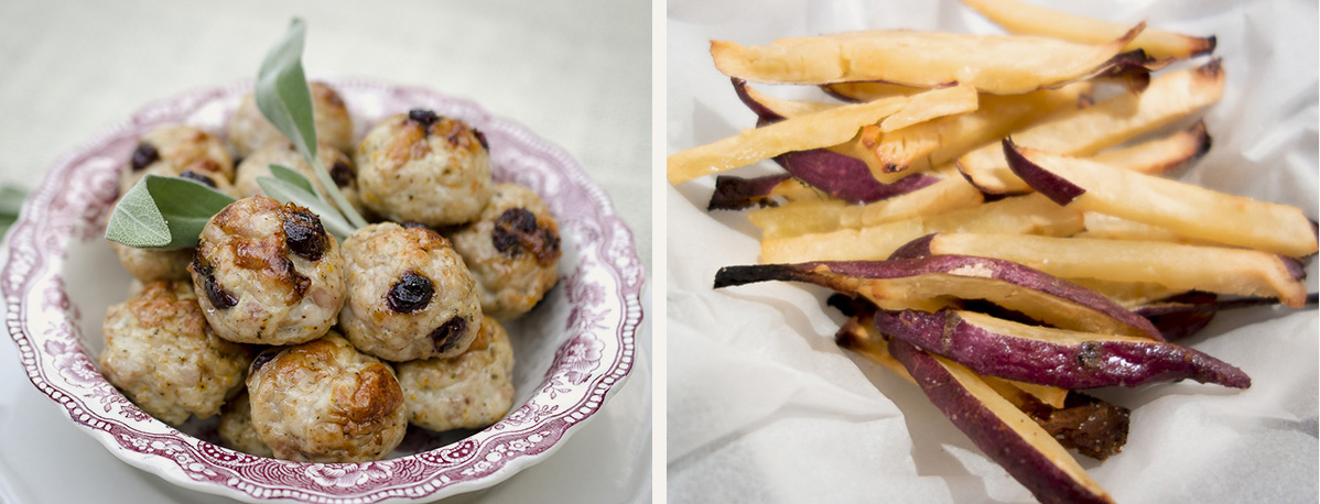 Paleo Turkey and Cranberry Meatballs with Sweet Potato Fries | meljoulwan.com
